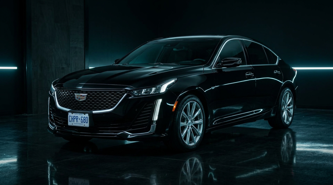 Detailed luxury black sports car with mirror finish